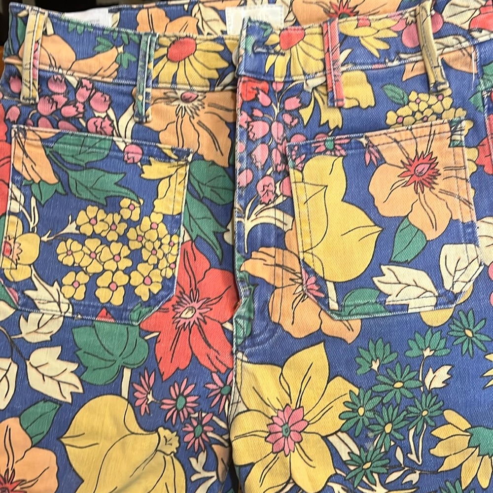 Mother The Hustler patch pocket ankle Jeans Sz 26 fresh blooms wash